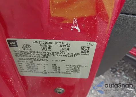 2012 GMC Acadia Slt-1 from USA, damaged, VIN 1GKKRRED8CJ380965